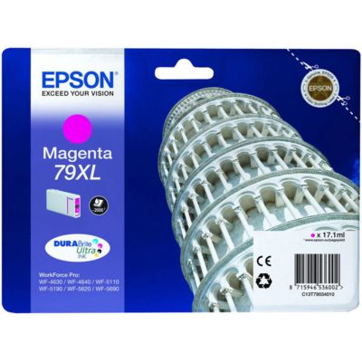 Epson Tower of Pisa 79XL DURABrite Ultra Ink, High Yield Ink Cartridge, Magenta Single Pack, C13T79034010 Epson Tower of Pisa 79XL DURABrite Ultra Ink, High Yield Ink Cartridge, Magenta Single Pack, C13T79034010